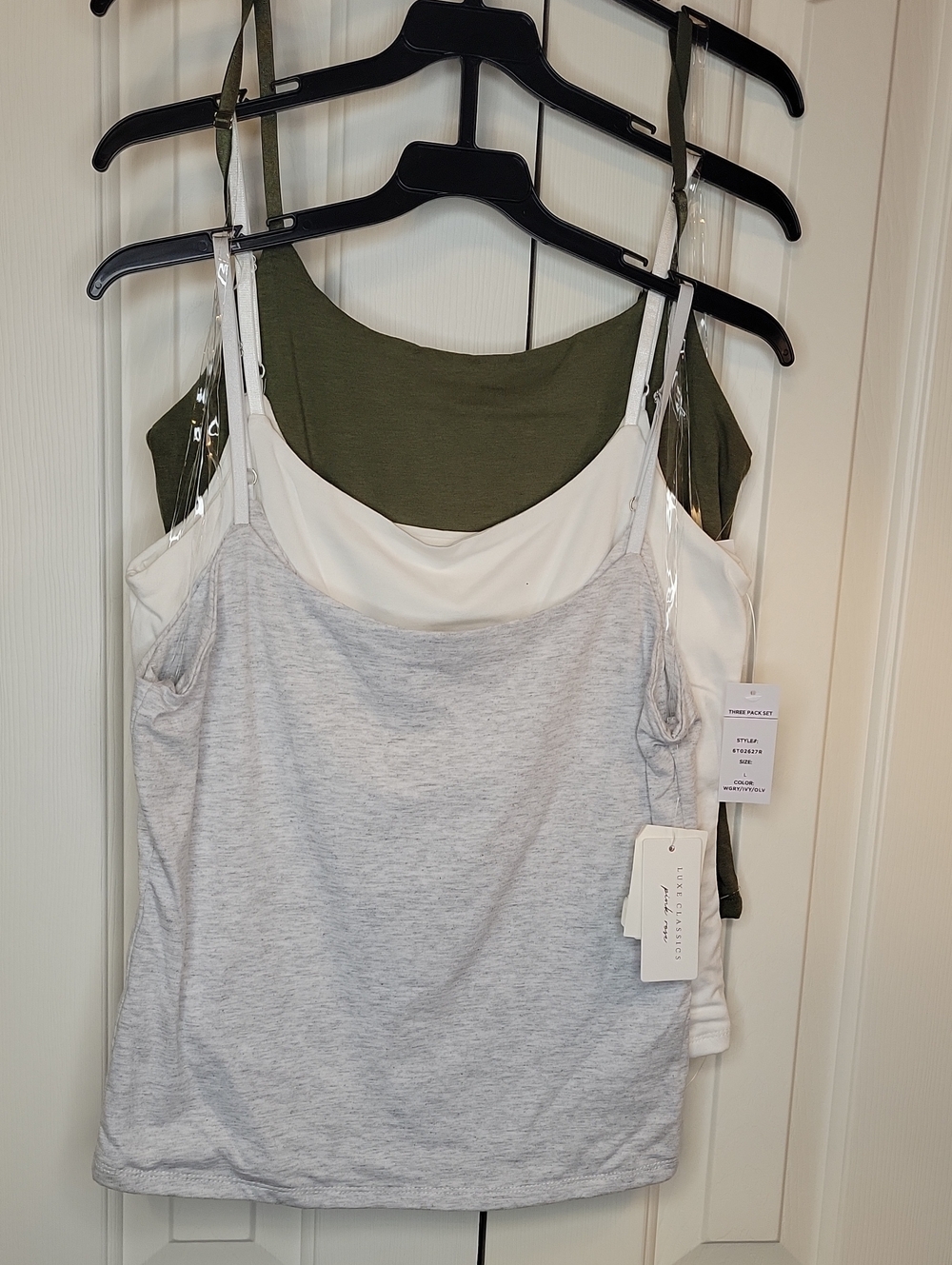Pink Rose Camisole Set Of 3 — Olive, Ivory, Light Gray